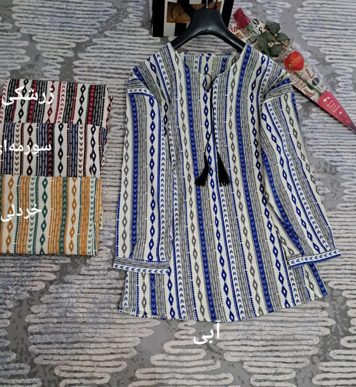 🌙 نام: تونیک کیمونو یقه کوبایی منگوله دار 
