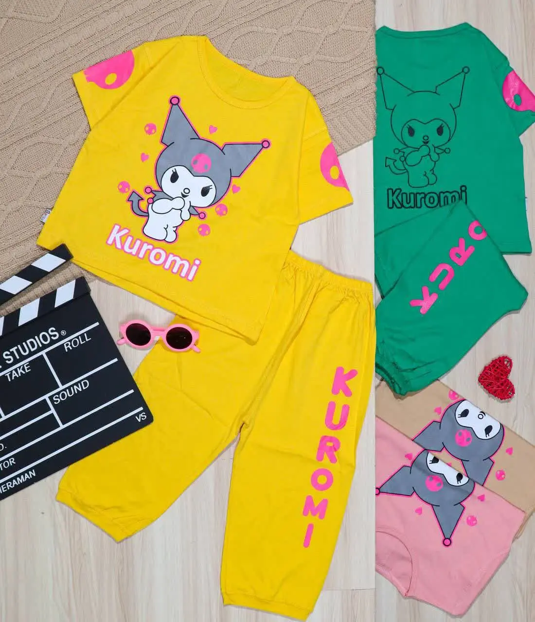 👫تیشرت و شلوارک دخترانه چاپ کرومی👫
