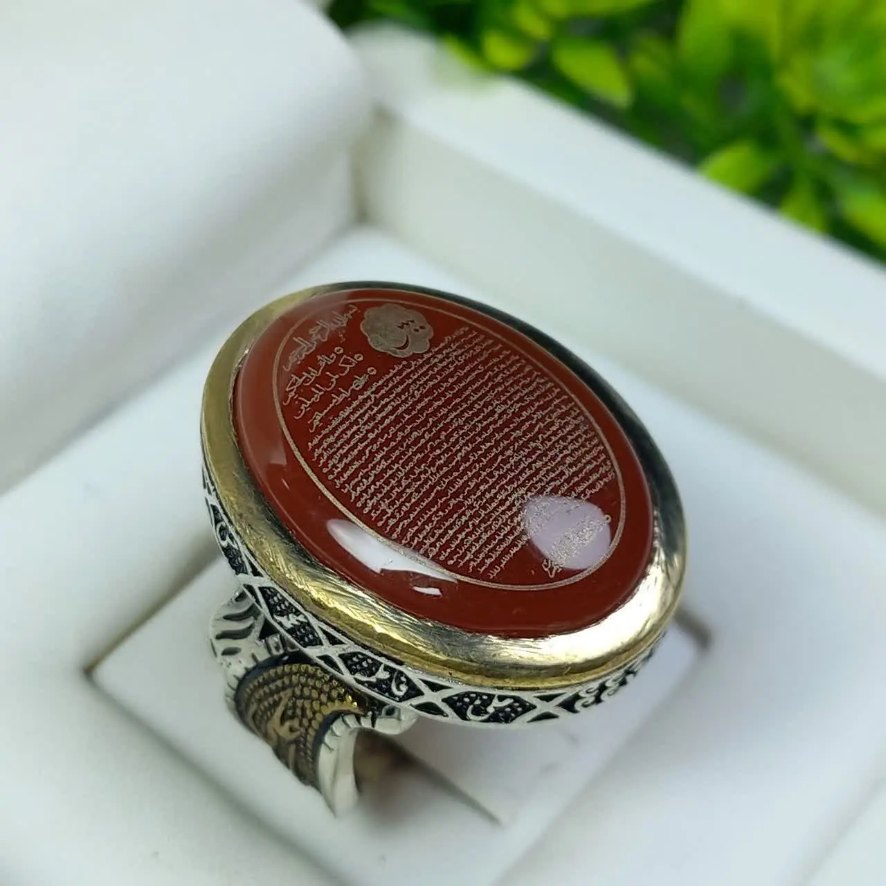 #انگشتر #نقره مردانه مدل یاعلی و یافاطمه در کنار و ۵ تن آل عبا در بالای 
