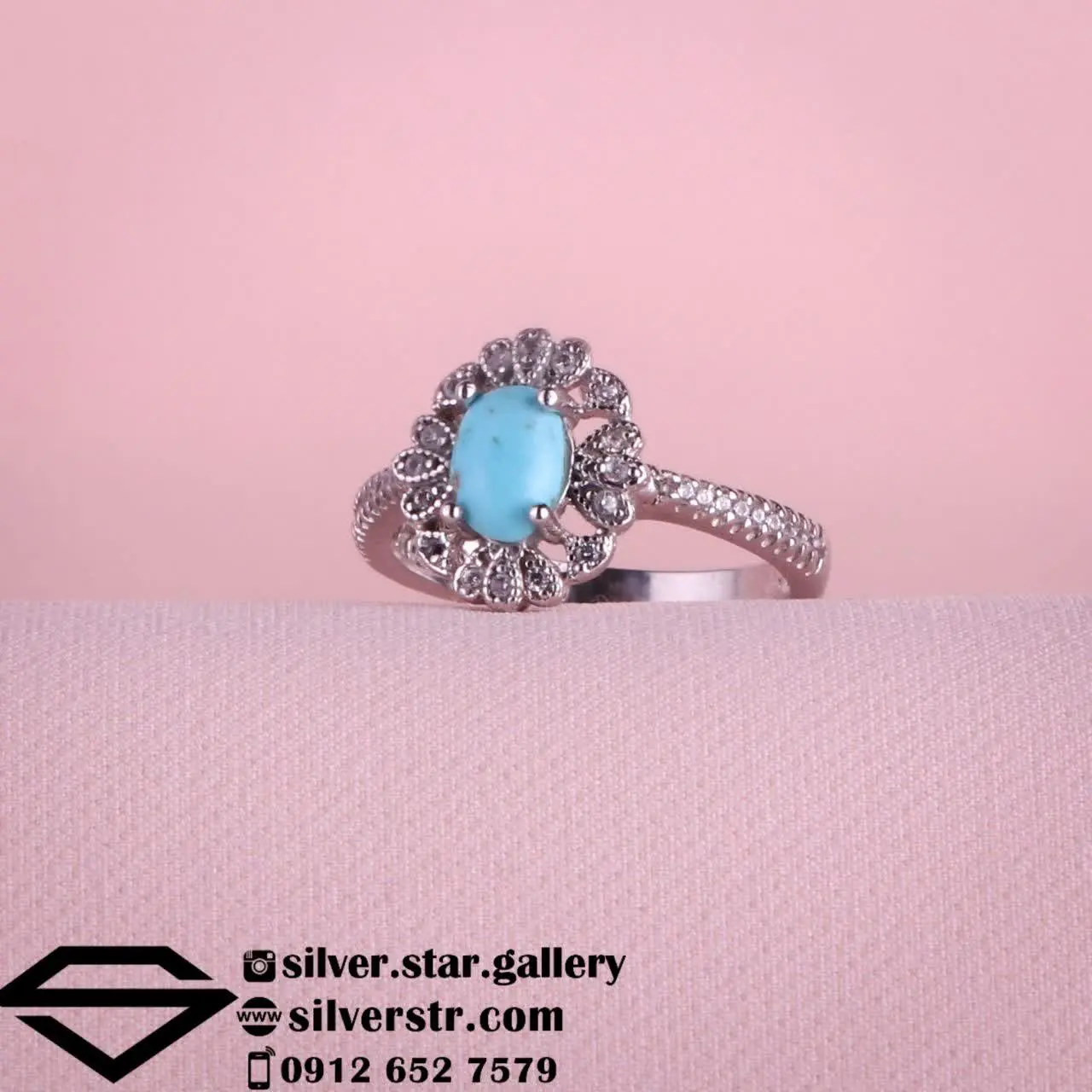 🧿 انگشتر #زنانه فیروزه نیشابور اصل کد ۵۲۱
