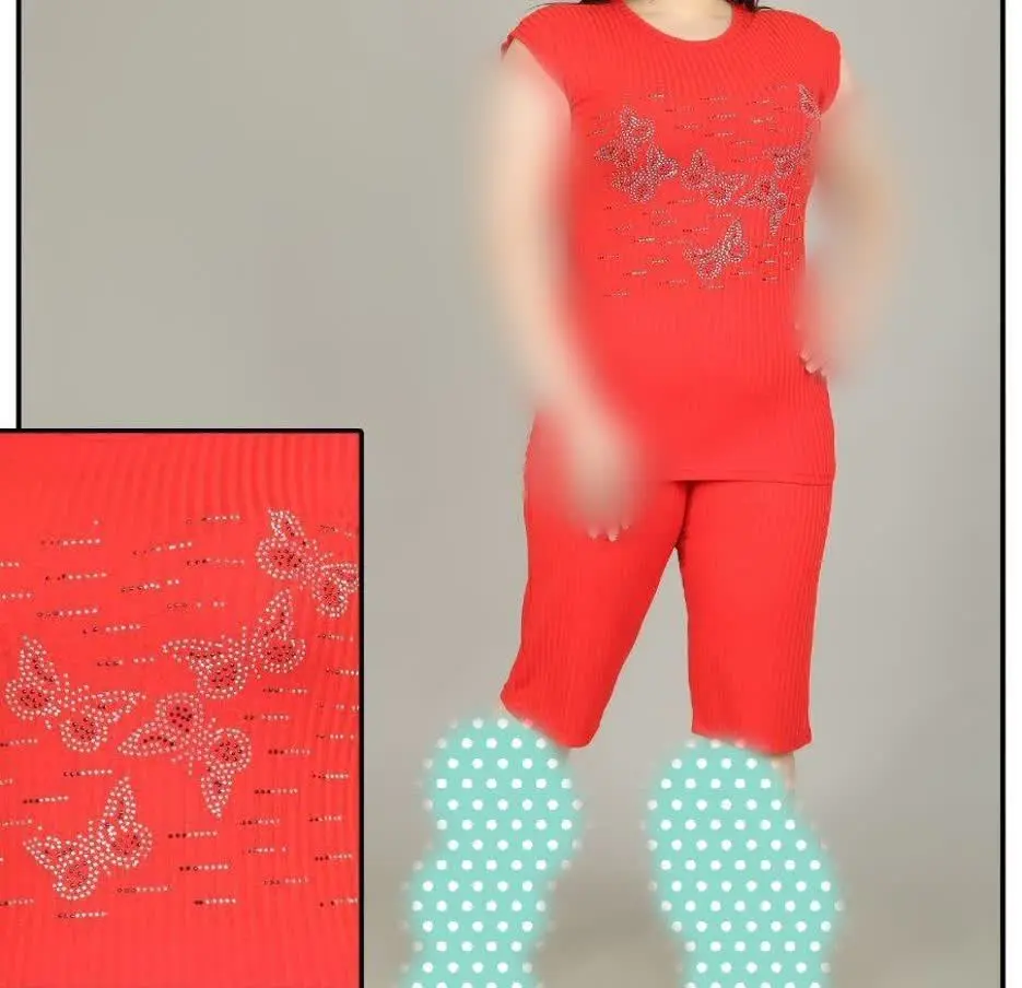 ست تاپ و شلوارک نگین دار 
