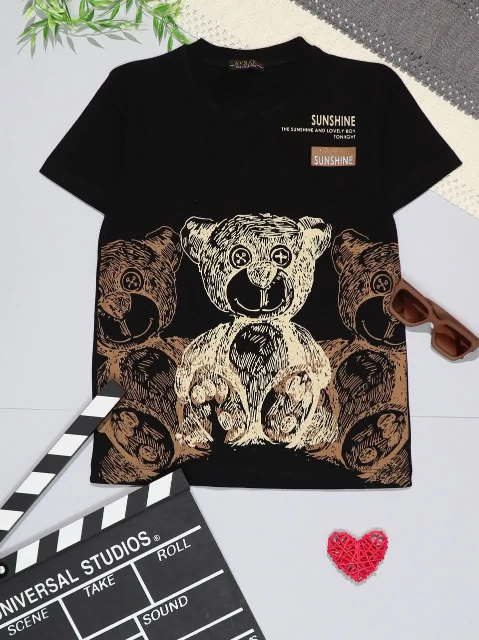 👫تیشرت مشکی چاپ ۳ خرس👫
