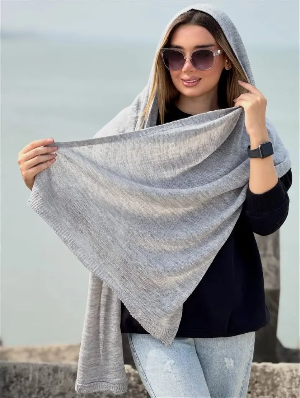 🔥شال بافت ساده (برند blue s...