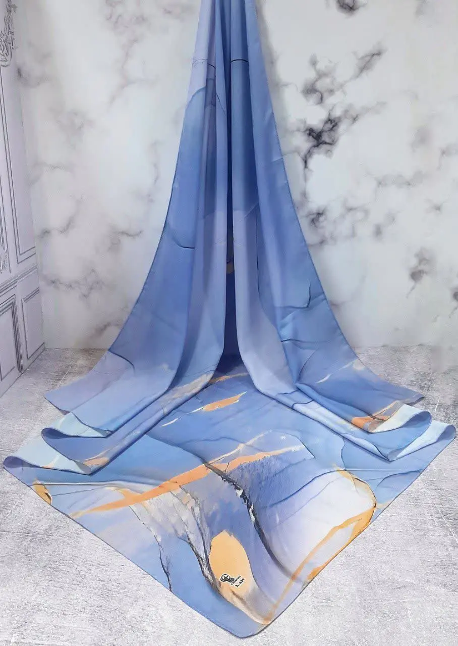 روسری نخ کاستوم طرح دلناز آبی🫐