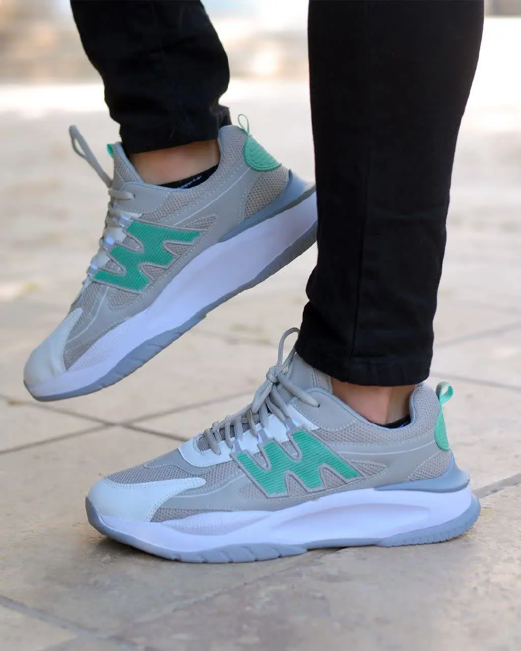 👟کفش مردانه مدل Mir (طوسی سبز) کد ۶۱۴۳
