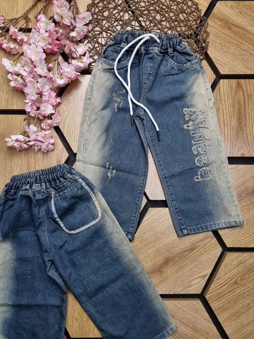 👖شلوار لی بگ آبی دخترانه 👧