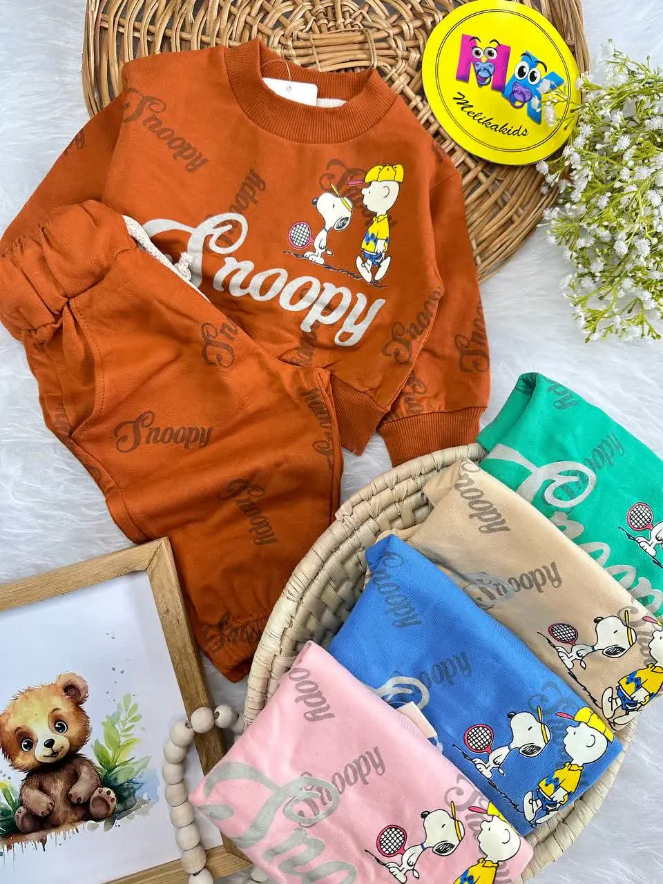 بلوز شلوار طرح اسنوپی Snoopy نوزادی و کودک کد ۱۷۳۱۵۷ 
