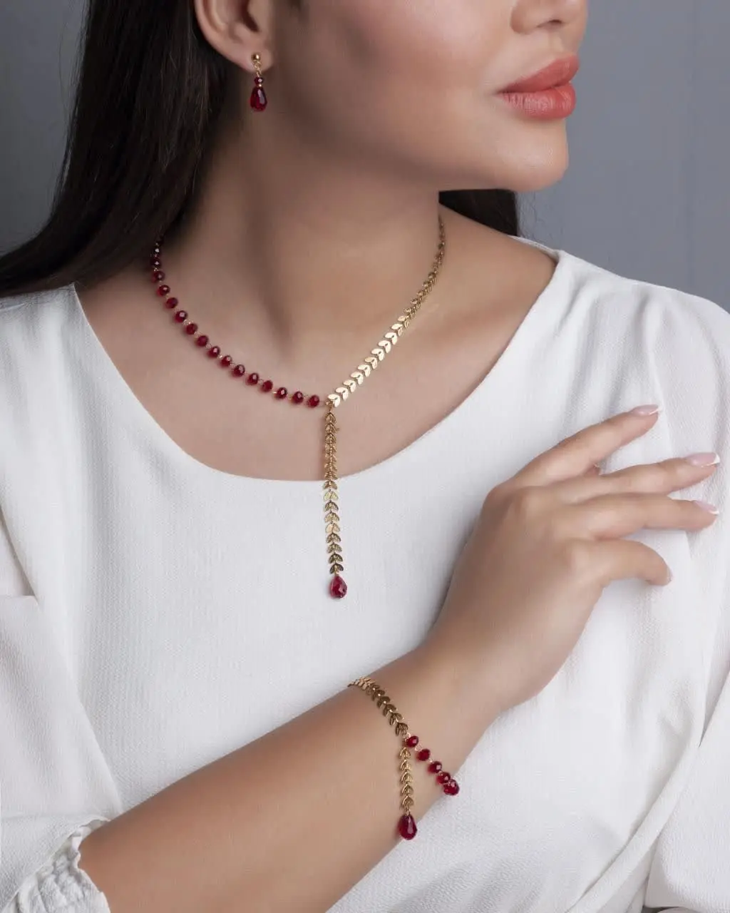 #ست استیل کریستالی بازنجیر تیغ ماهی
