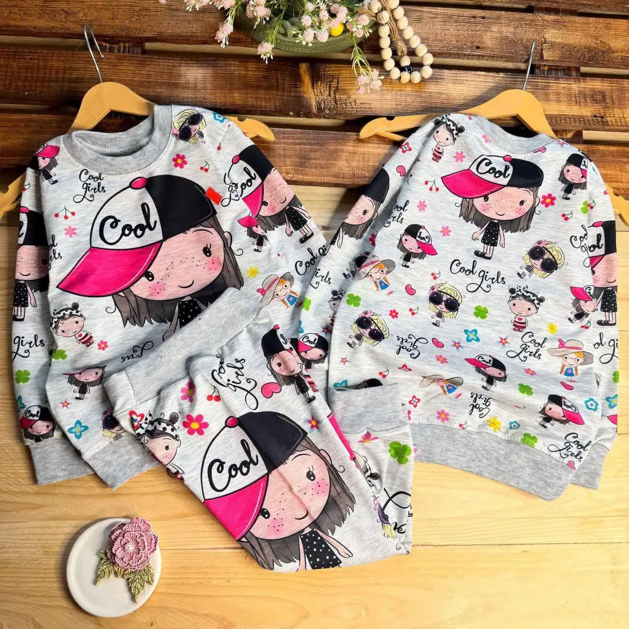 👚نام: ست بلند دخترانه دختر کلاه کج ملانژ ۴۰تا۵۵ طرح nob
