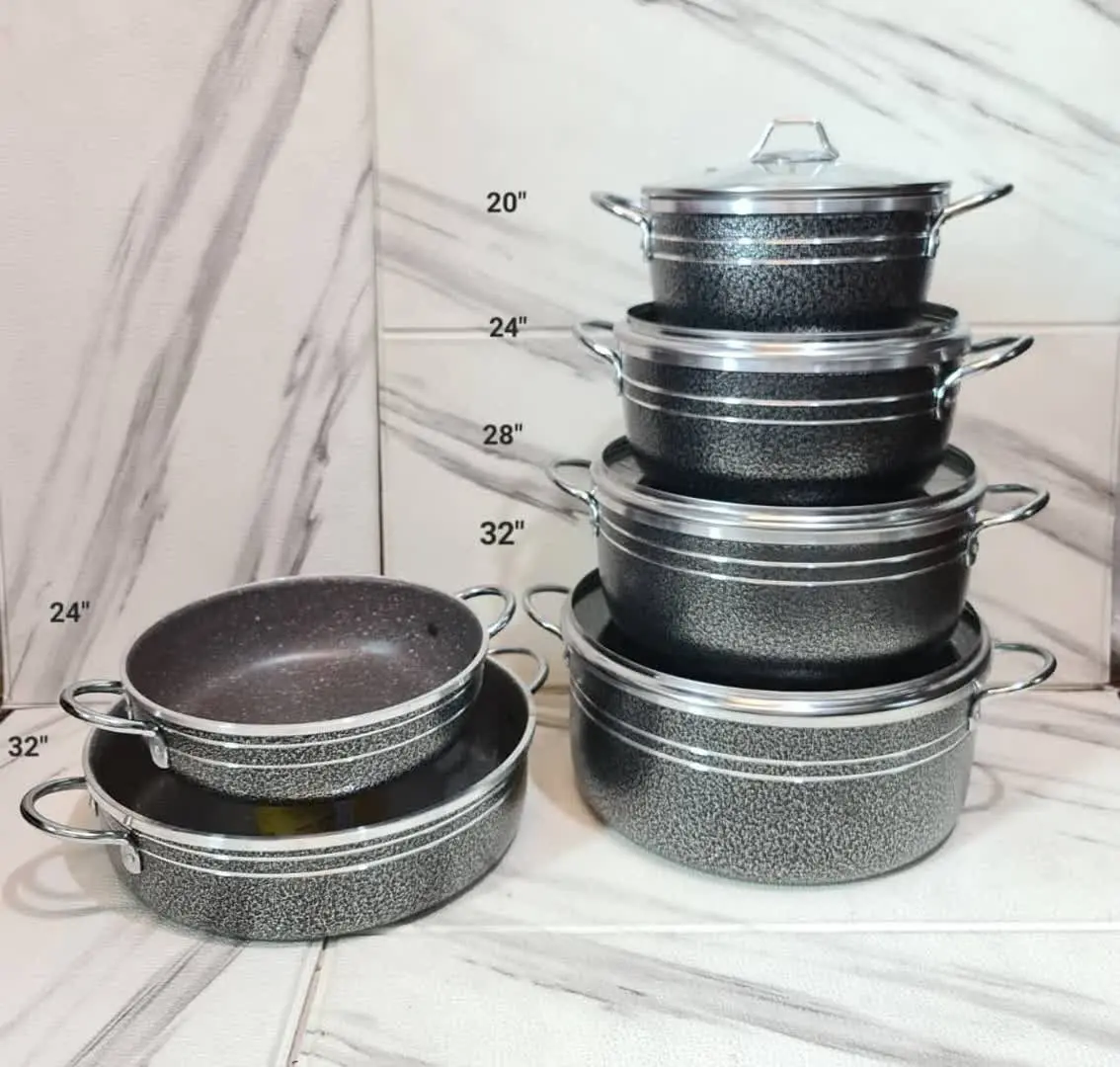 ✅سرویس ۱۰پارچه داخل گرانیتی، دسته نقره‌ای 
