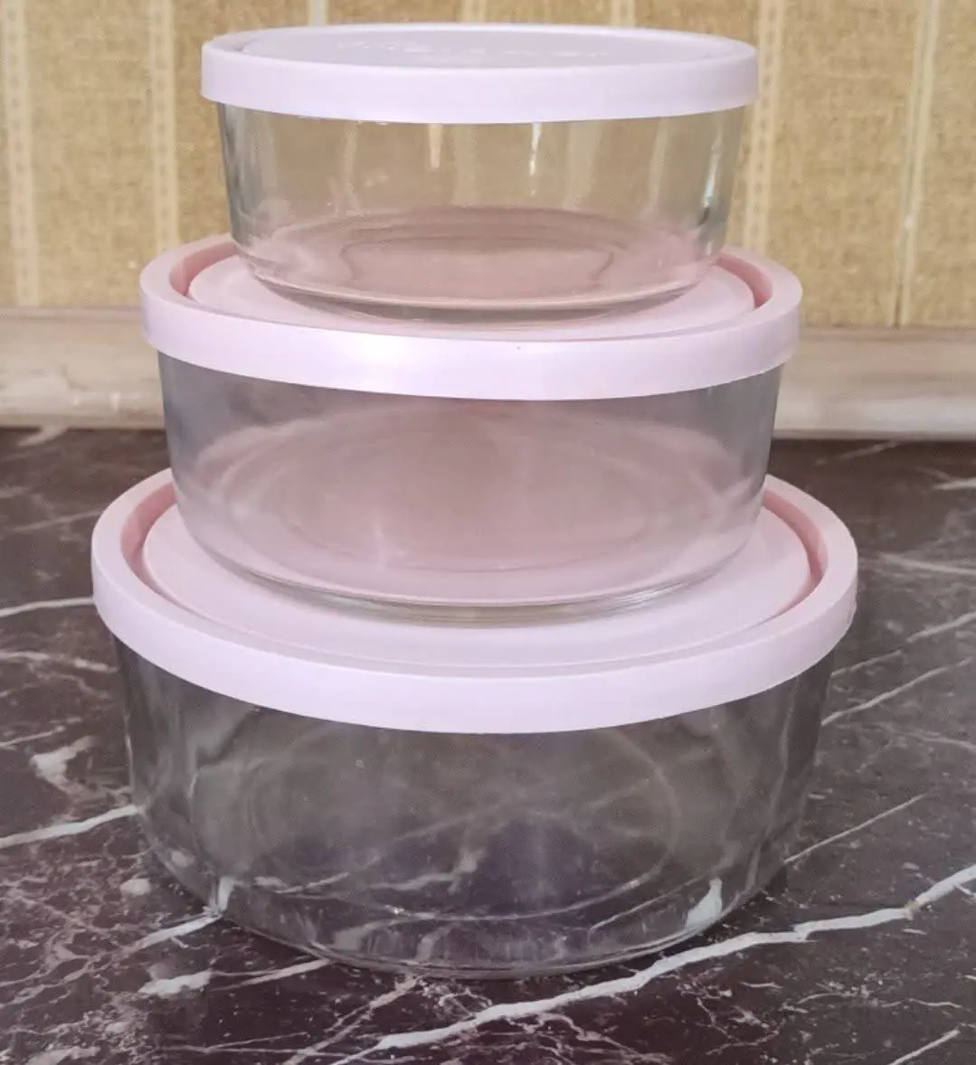 ظرف ۳تایی شیشه‌ای
