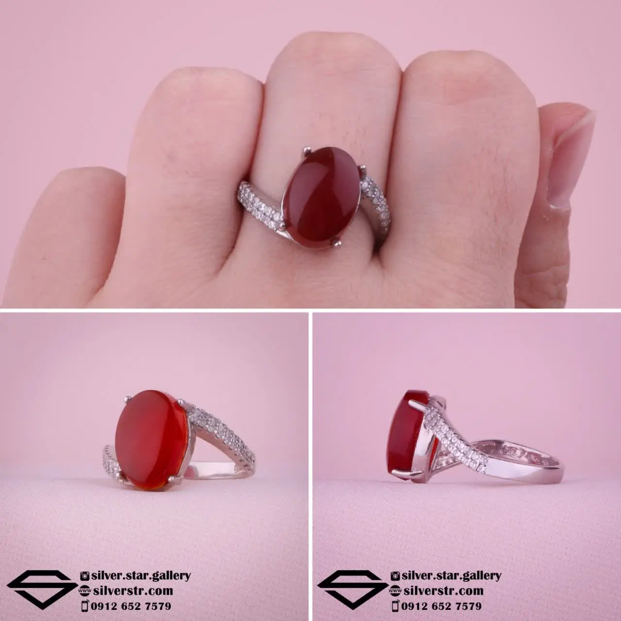 ❤️ انگشتر زنانه عقیق سرخ یم...