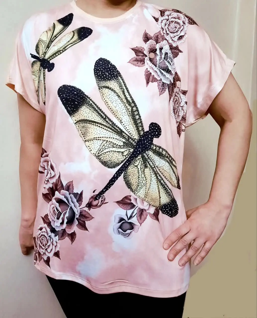 🌼بلوز نگین کار شده فلامنت
