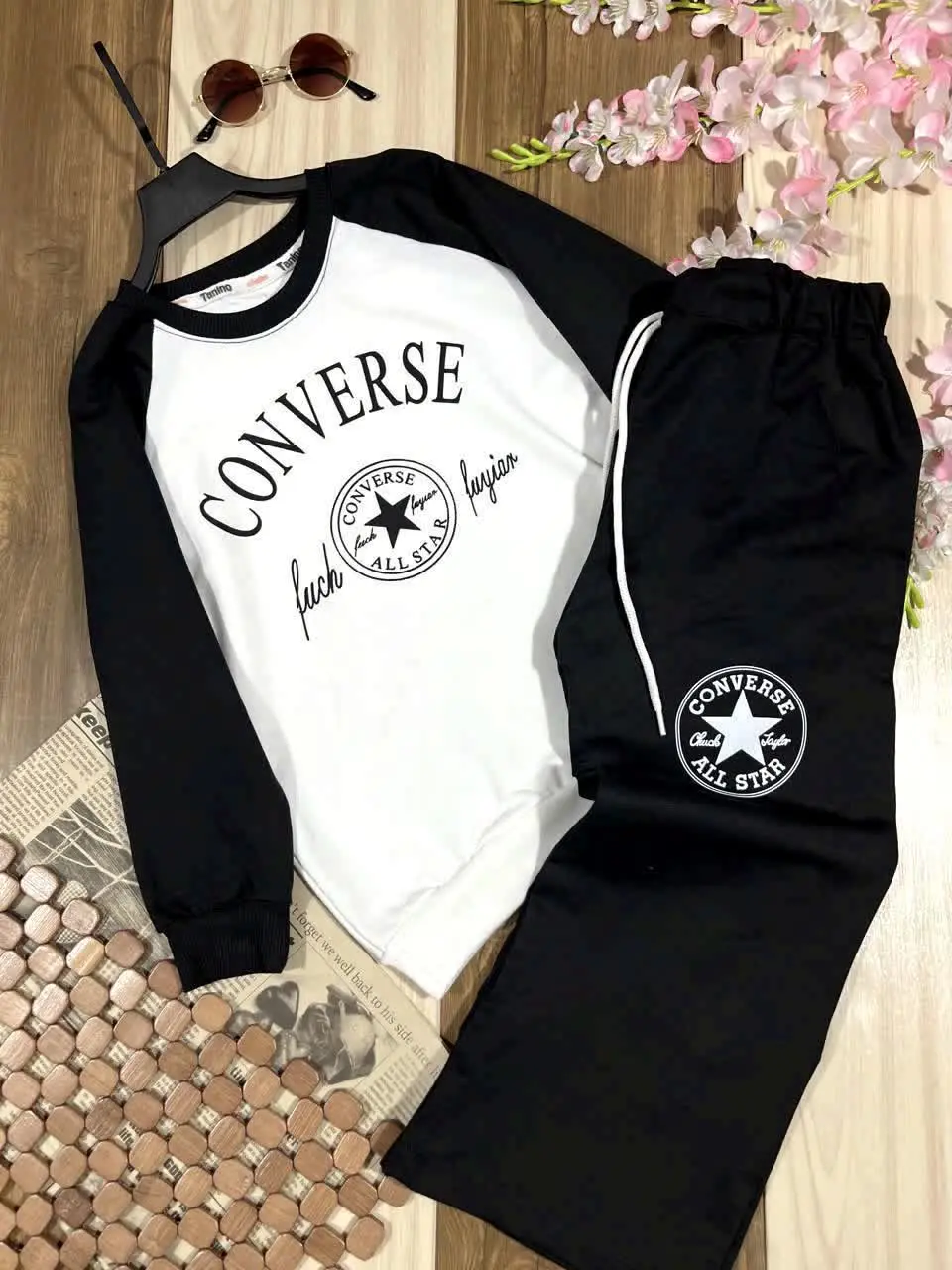 بلوز شلوار کنورس سیاه سفید