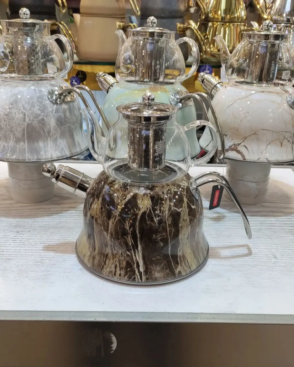 کتری قوری سوتی استیل ماربل 
