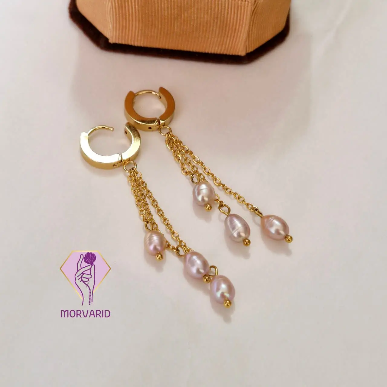 گوشواره سه آویزه مروارید اشکی