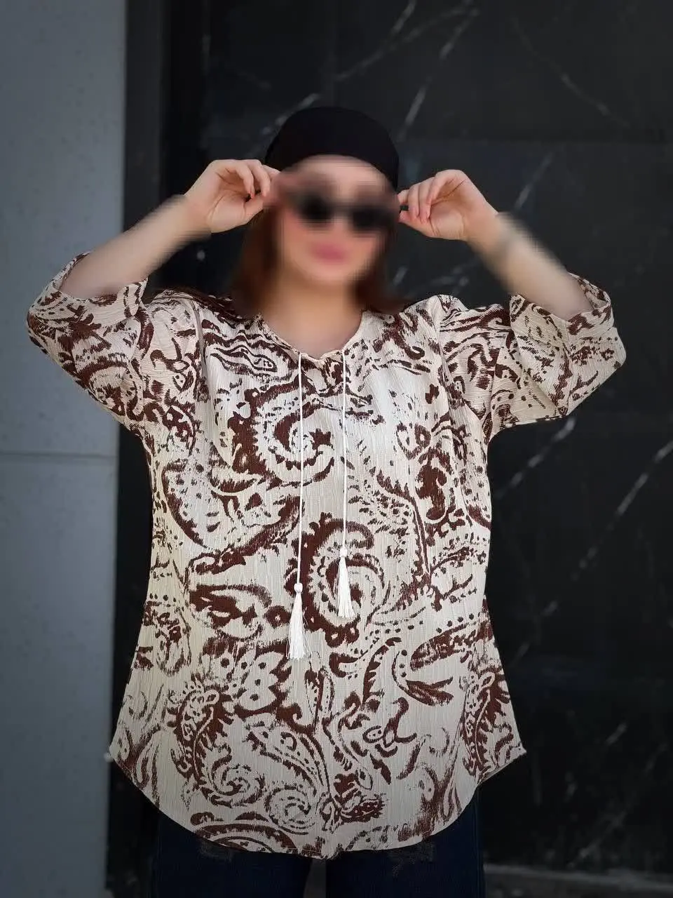 🍃مدل آستین پاکتی یقه منگوله‌ای
