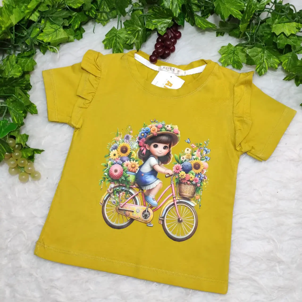 تیشرت سرشانه چین دار دختر و...