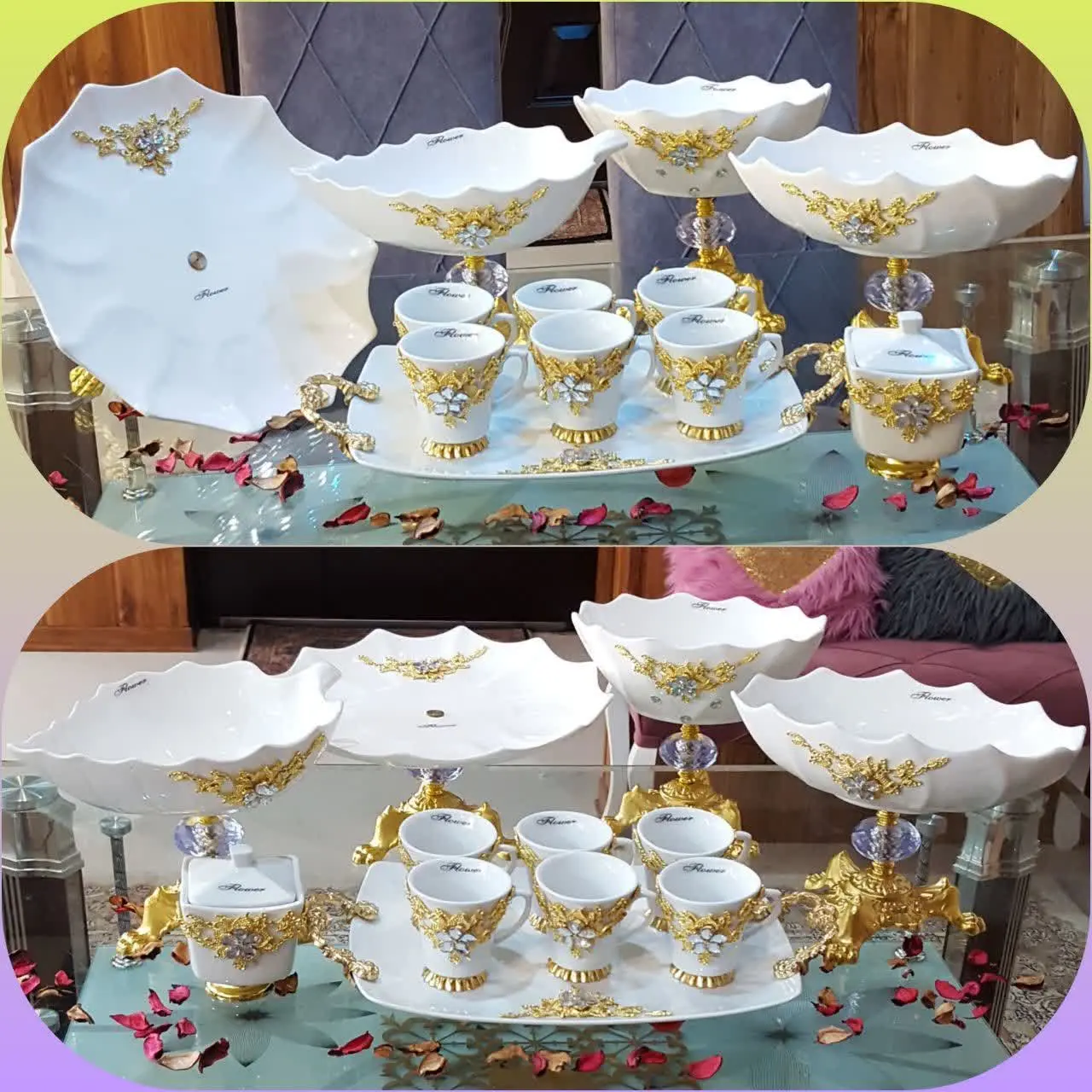 ❤️سرویس چهارتیکه پذیرایی طرح رویا👏👏😍😍😘
