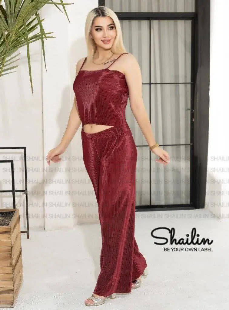 شلوار و تاپ دمپا گشاد پلیله ترکیه 🇹🇷
