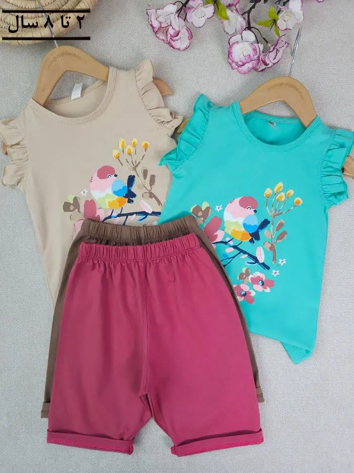 تاپ شلوارک دخترانه گنجشک و شاخه
