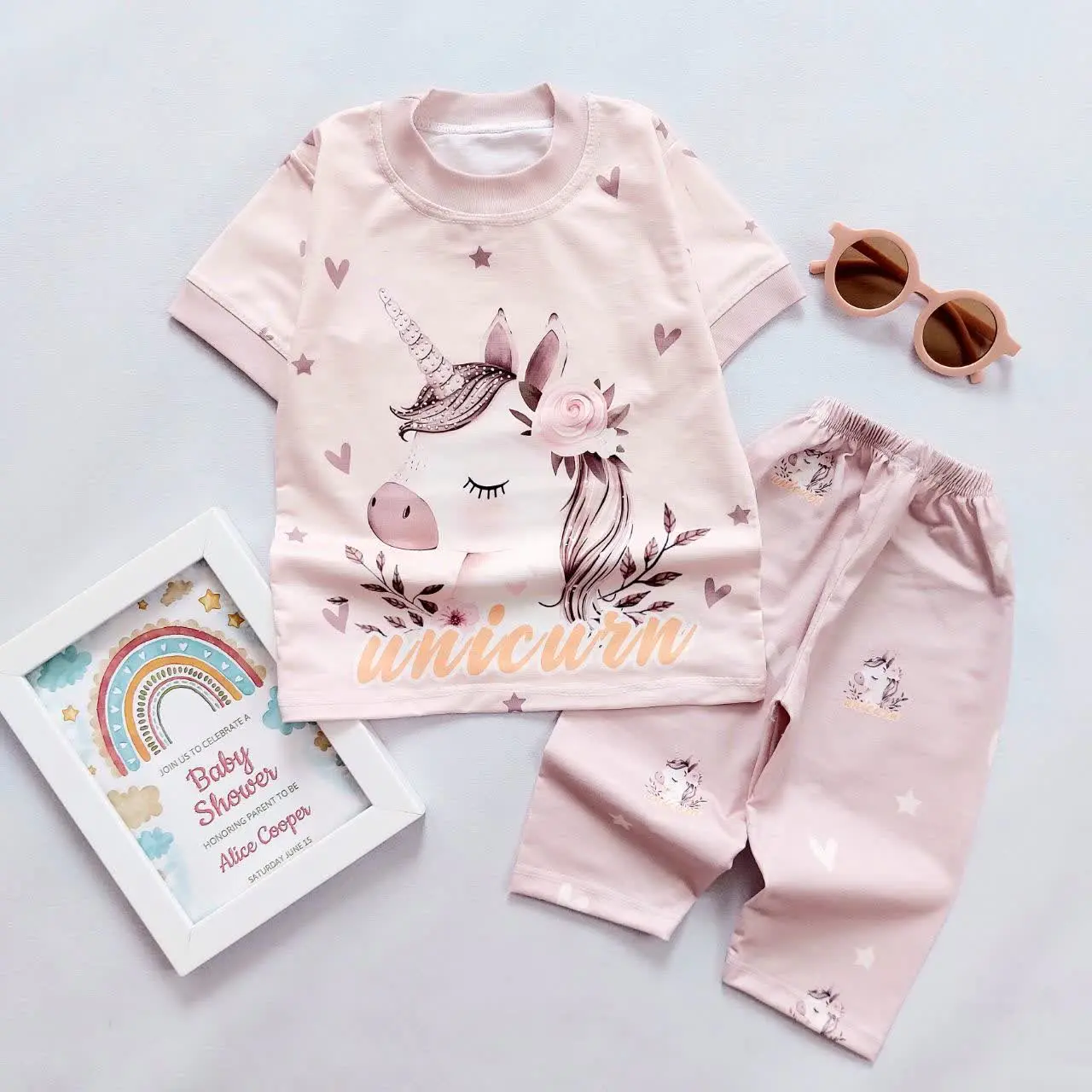 تیشرت شلوارک یونیکورن نگینی 🥰
