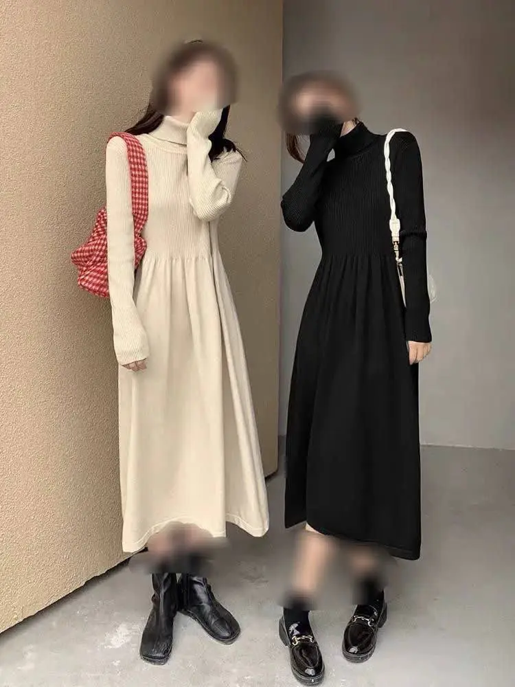 پیراهن بافت یقه اسکی گرم بالا