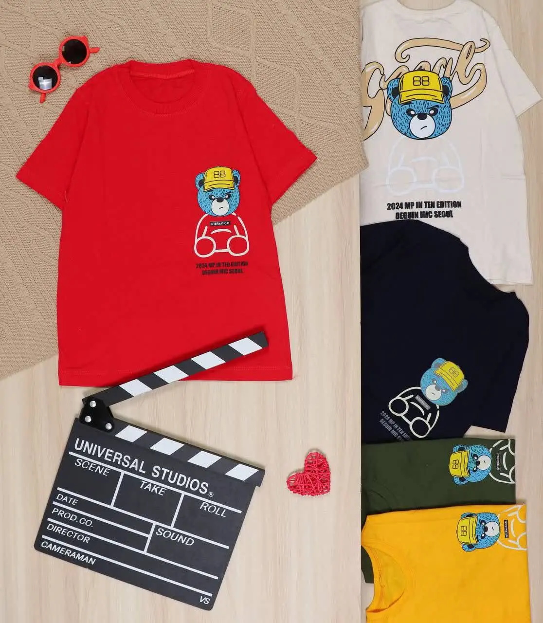 👫تیشرت پسرانه چاپ خرس کلاه ۸۸👫
