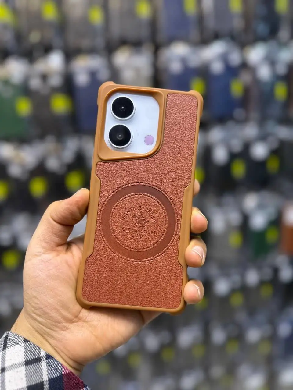 📱مدل قاب: قاب چرمی طرح مگسیف مخصوص انواع #سامسونگ #شیائومی 
