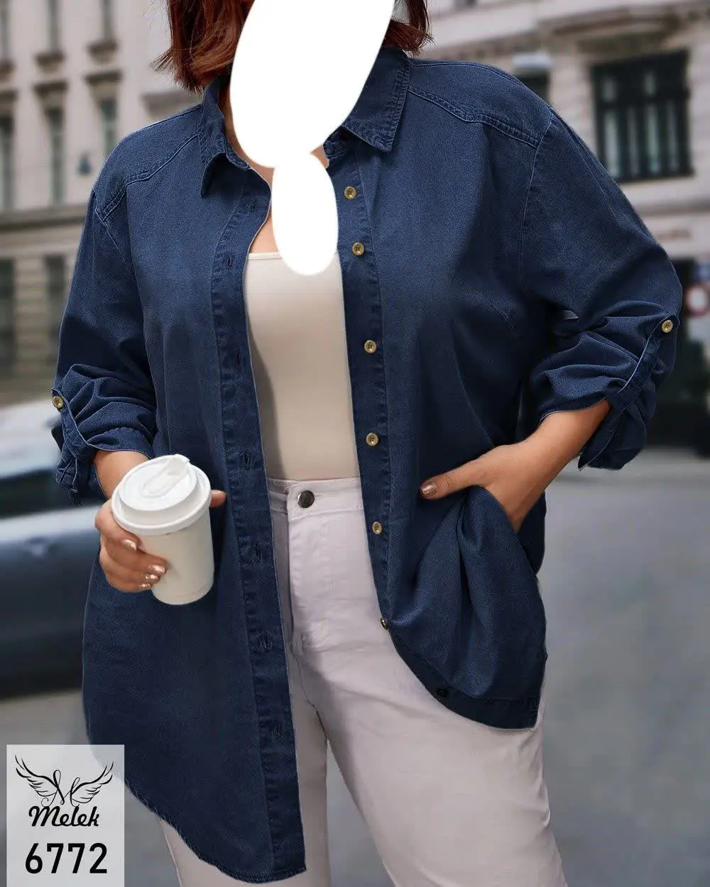 شومیز اسپورت مجلسی کاربردی جلو دکمه بازشو آستین پاگن دار
