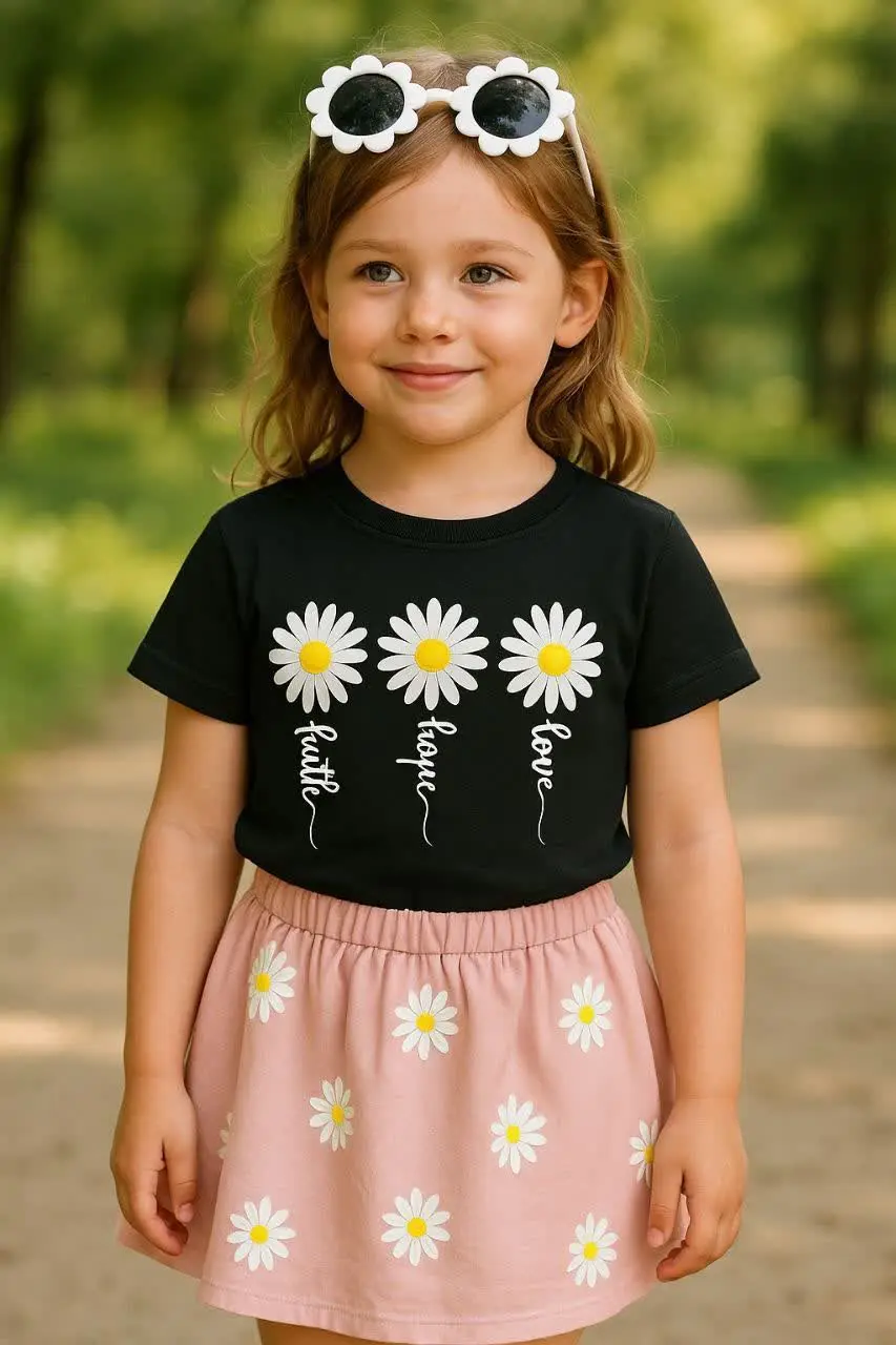 ⚜تیشرت تک مشکی دخترانه
