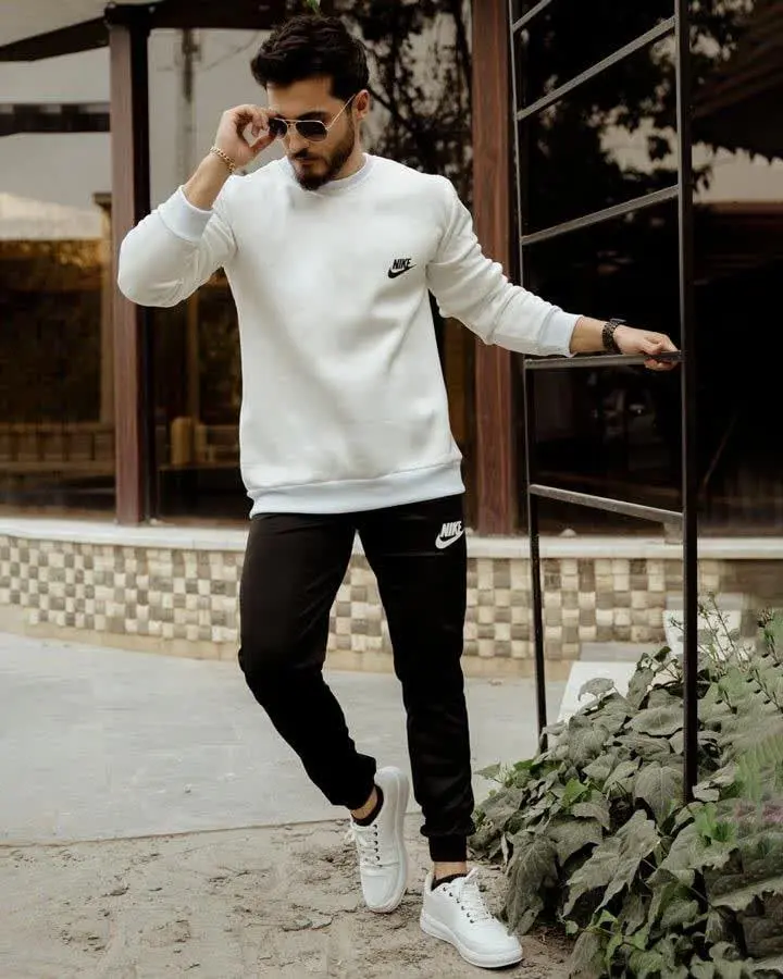 بلوز شلوار مردانه Nik مدل centeral (مشکی، سفید) 
