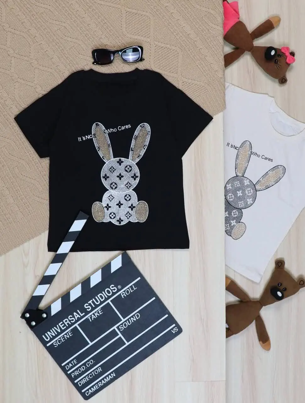 👫کراپ مشکی/استخوانی خرگوش نگینی👫
