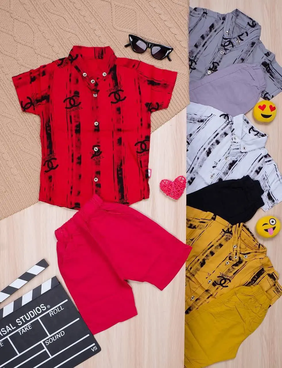 👫پیراهن و شلوارک نخی راه راه CHANEL👫
