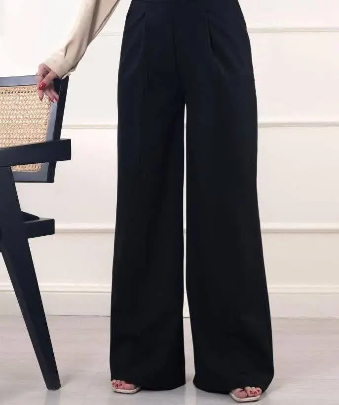 🌼شلوار بگ مازراتی، کمرکش، جلو دکمه
