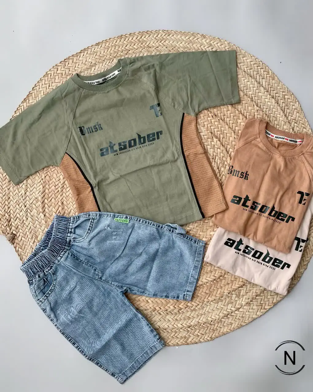 #تیشرت‌شلوارک‌پسرانه پنبه لی رگلان ترکیبی
