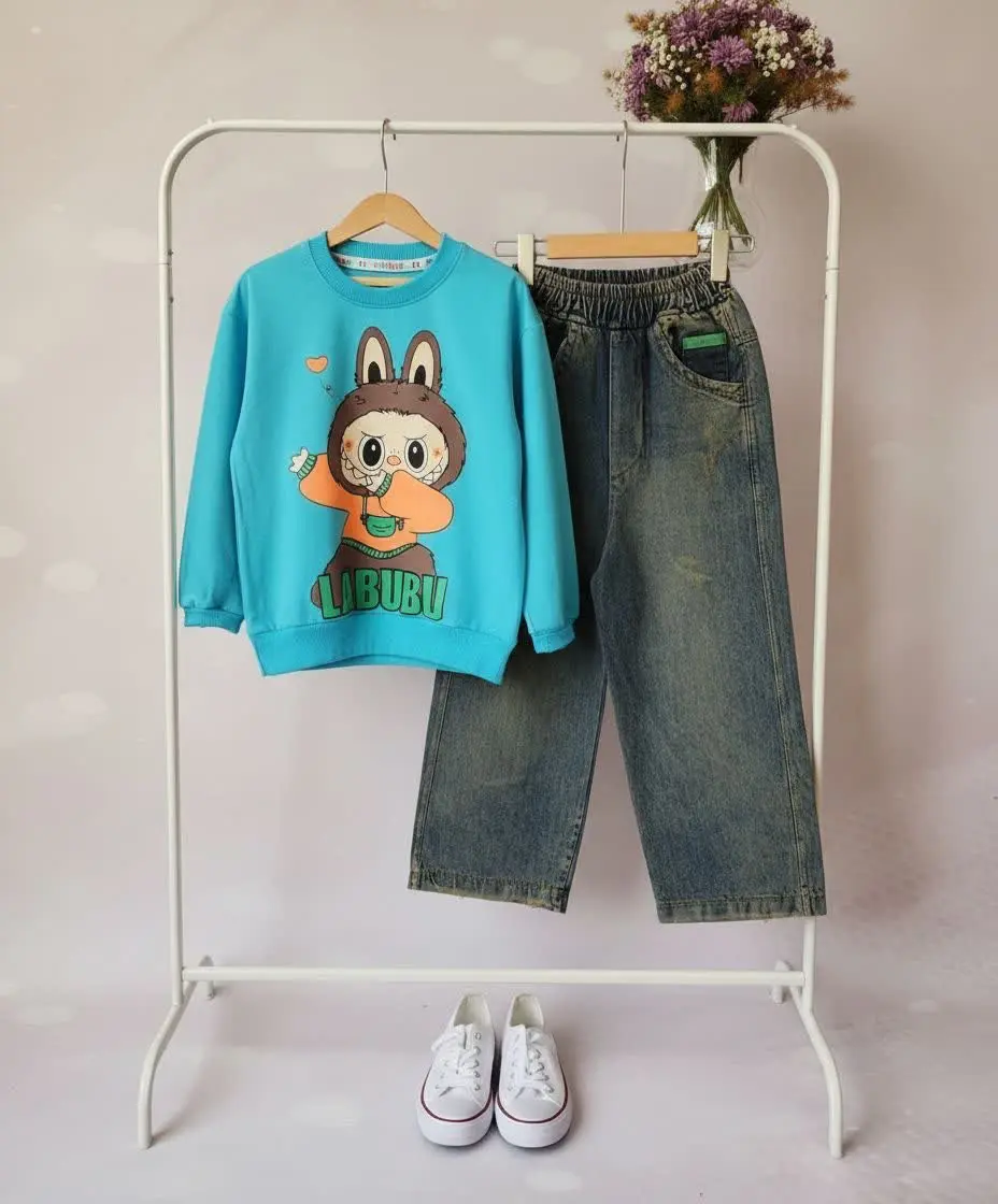 بلوز پنبه شلوارجین بگ