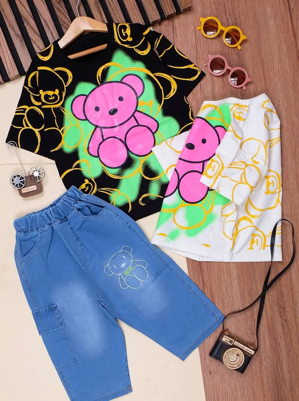 👕نام کالا: #تیشرت شلوارک لی خرس دخترانه 
