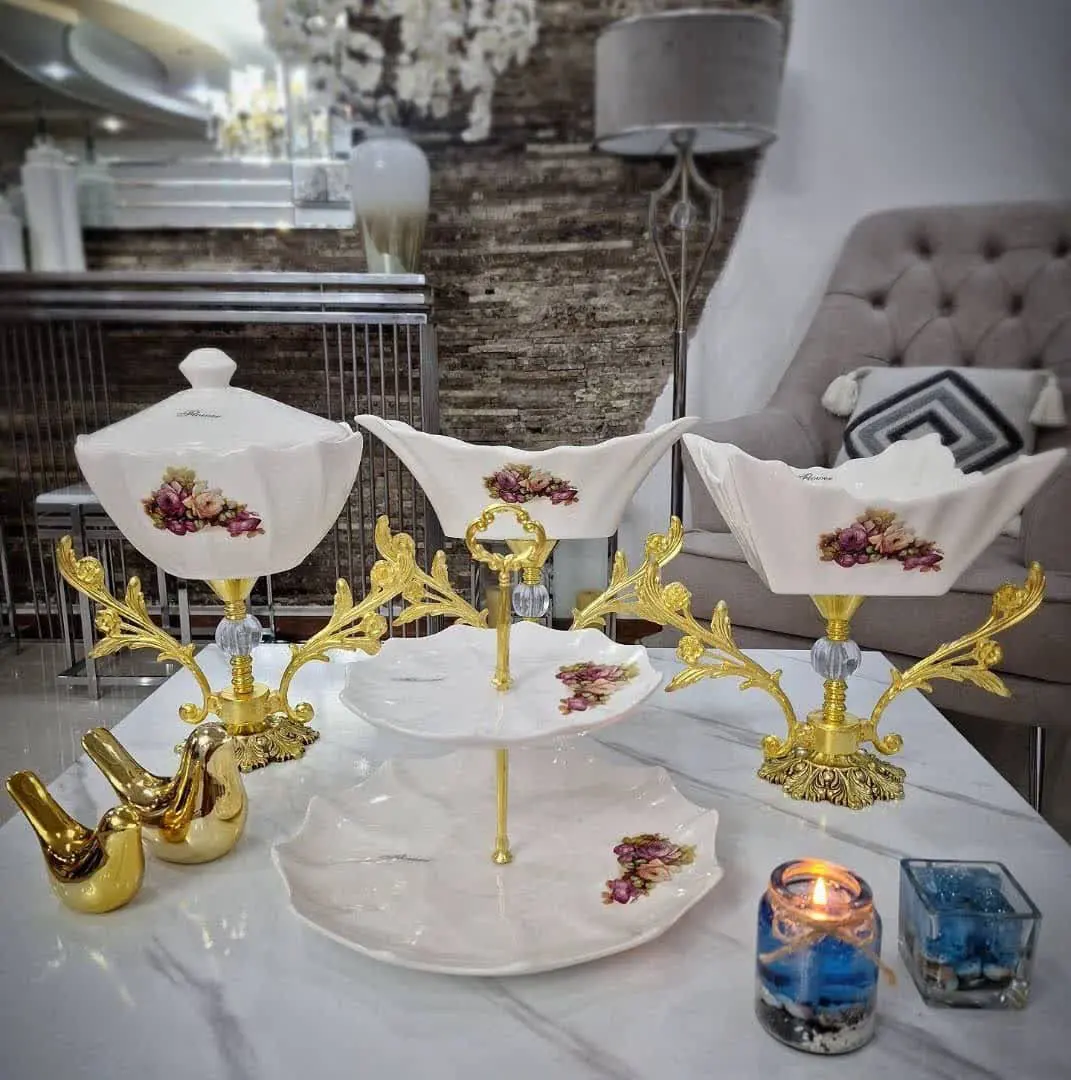 ✅سرویس۴تیکه پذیرایی دسته دار ترنسفر طرح یاس
