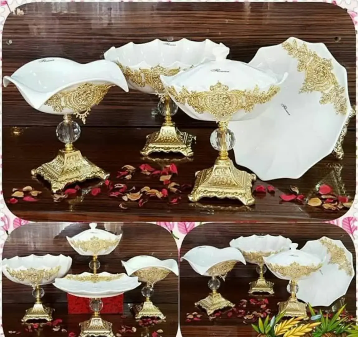 🔥سرویس چهارتیکه پذیرایی گل پهن برنزی طرح افسون 💥😍💥😍💥👏👏
