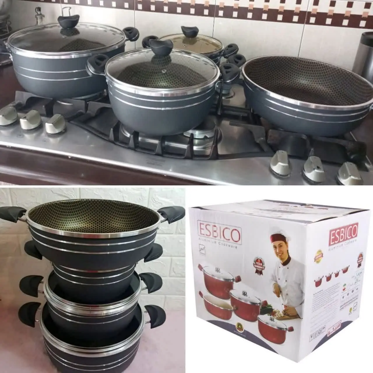 سرویس قابلمه ۷ پارچه گرانیتی زنبوری اسبیکو
