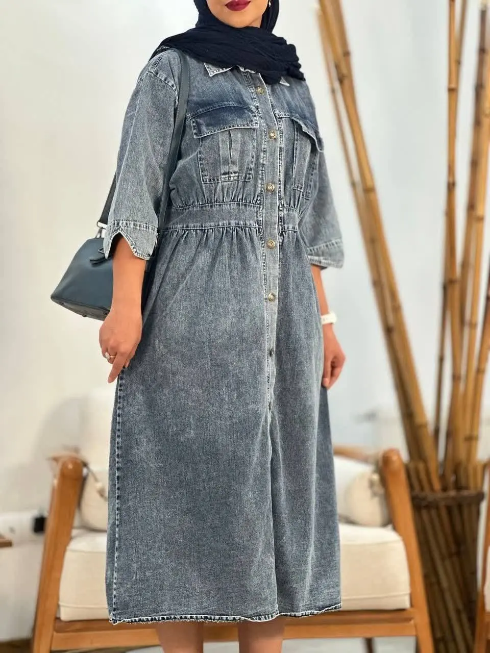 ماکسی جین دکمه دار
