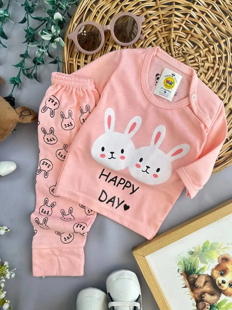 بلوز شلوار طرح دو خرگوش صور...