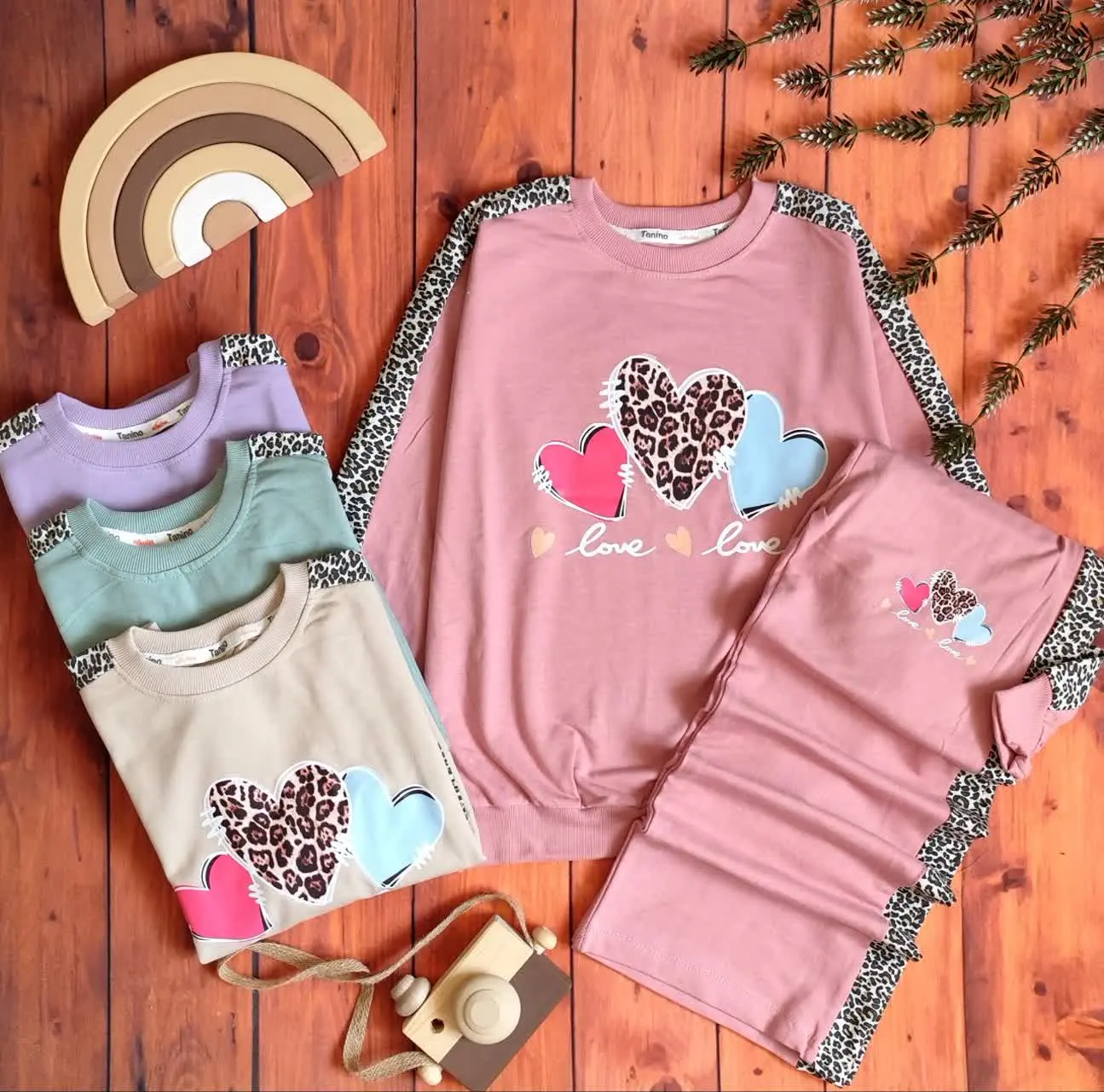 😍ست بلوز و شلوار سه قلب، جن...