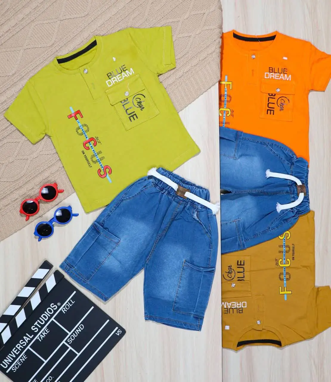 👫تیشرت و شلوارک جین تک جیب BLUE DREAM👫
