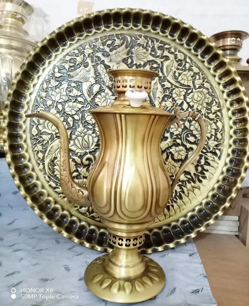 سینی تمام برنزی انتیک سایز بزرگ 
