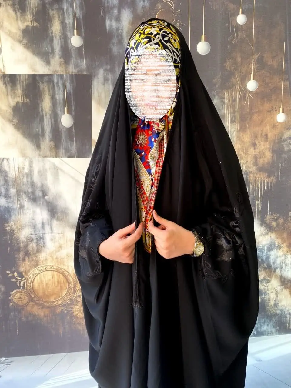 🌺چادر عربی گلدوزی جدیدمون که به طرح شاپرک معروفه 
