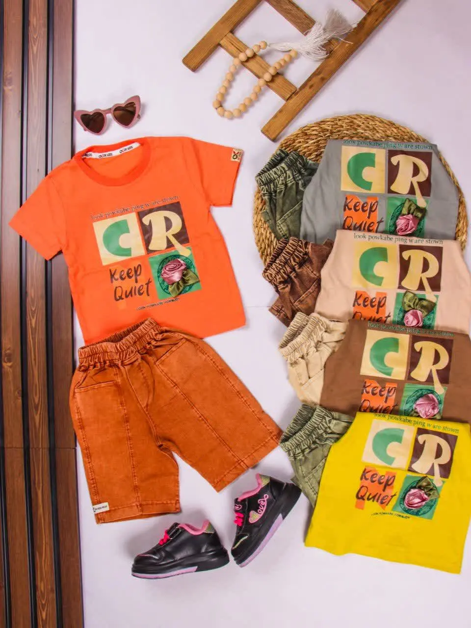 💢تیشرت شلوارک گل برجستهCR💢
