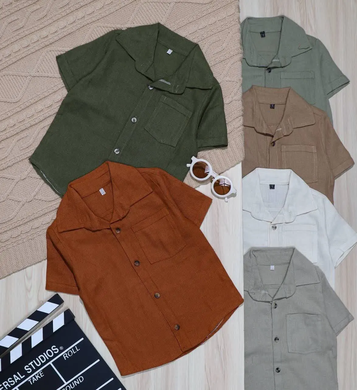 👫پیراهن کنفی پسرانه یقه انگلیسی👫
