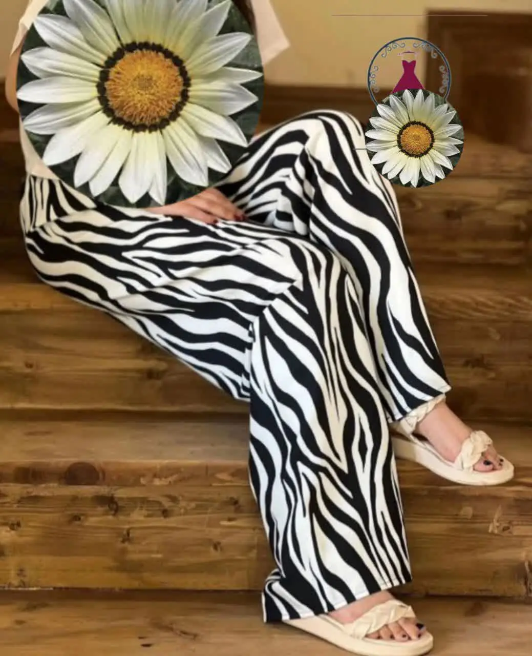 شلوار طرح دارپشت کمرکش
